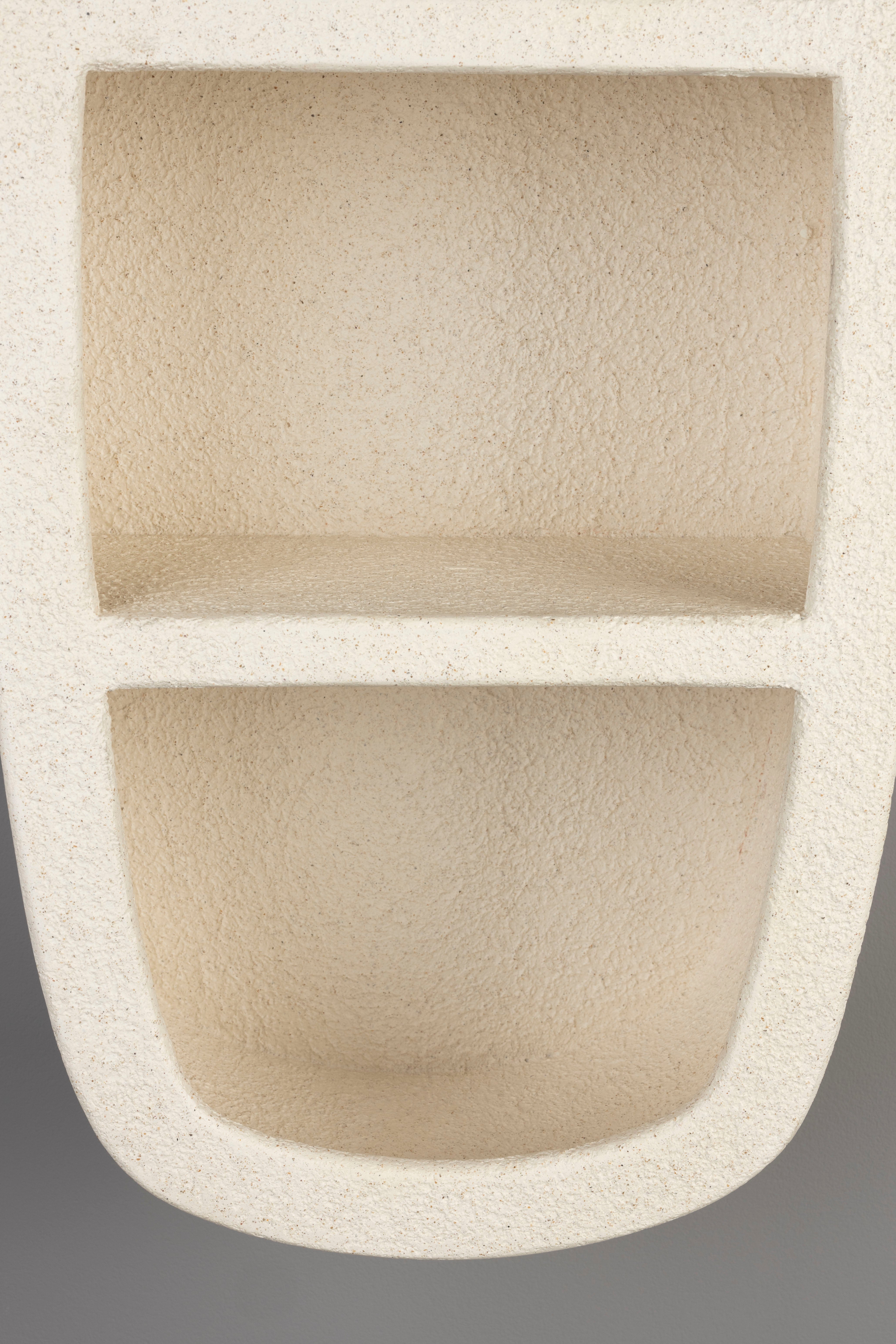Dutchbone Veda Organic Curved Neutral Marble Double Wall Shelf